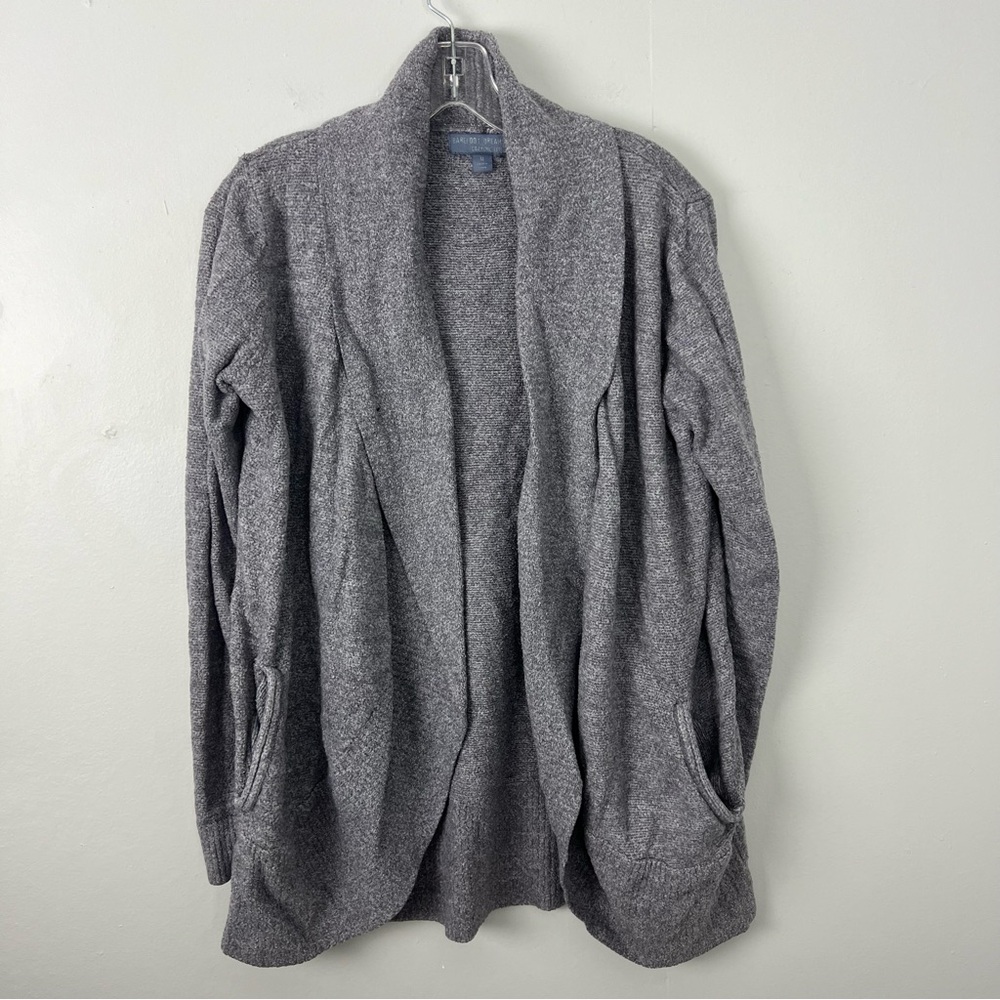 Barefoot Dreams Cozychic Lite Circle Cardi Gray Cardigan Sweater Shawl Collar